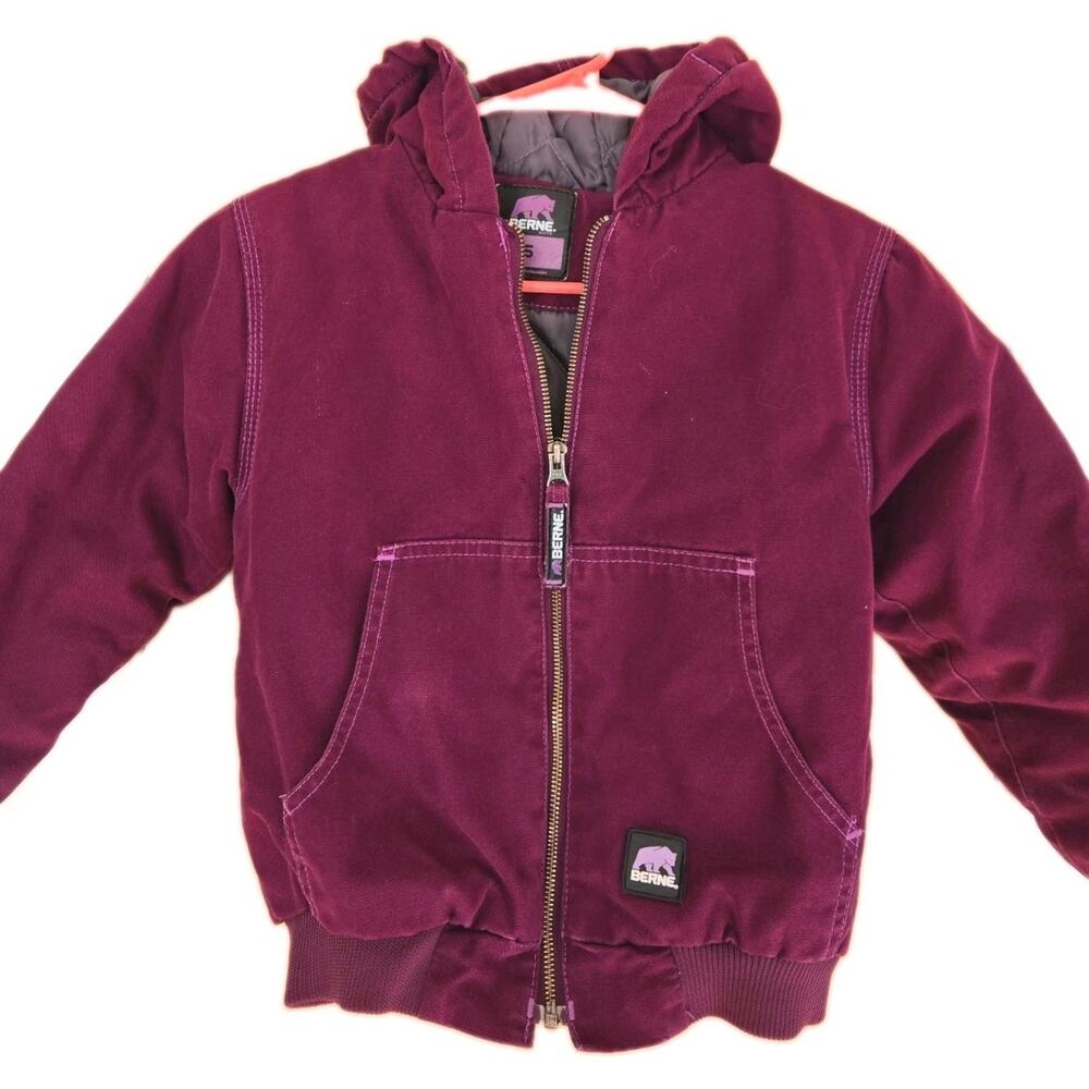 Berne Youth Hooded Jacket Purple Size Small Carhartt like 0459 Quilted Insulated
